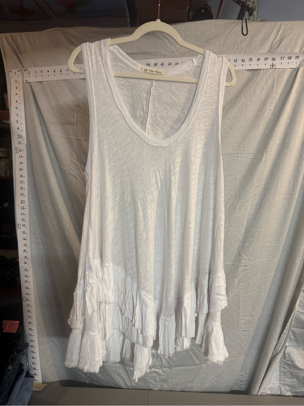 We The Free White Ruffle-Hem Tank Top